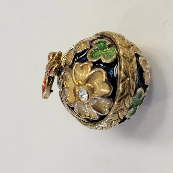 Two Floral Enamel Egg Charm Pendants - Picture 11 of 11